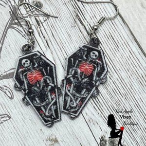 Coffin Skeleton Dangle Earrings